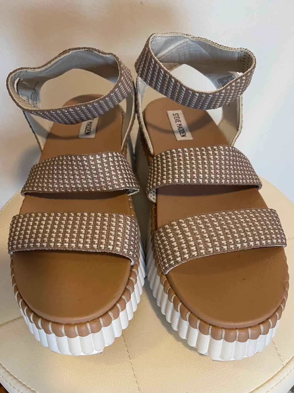 Steve Madden Taupe Woven-Strap Platform Sandals - Women